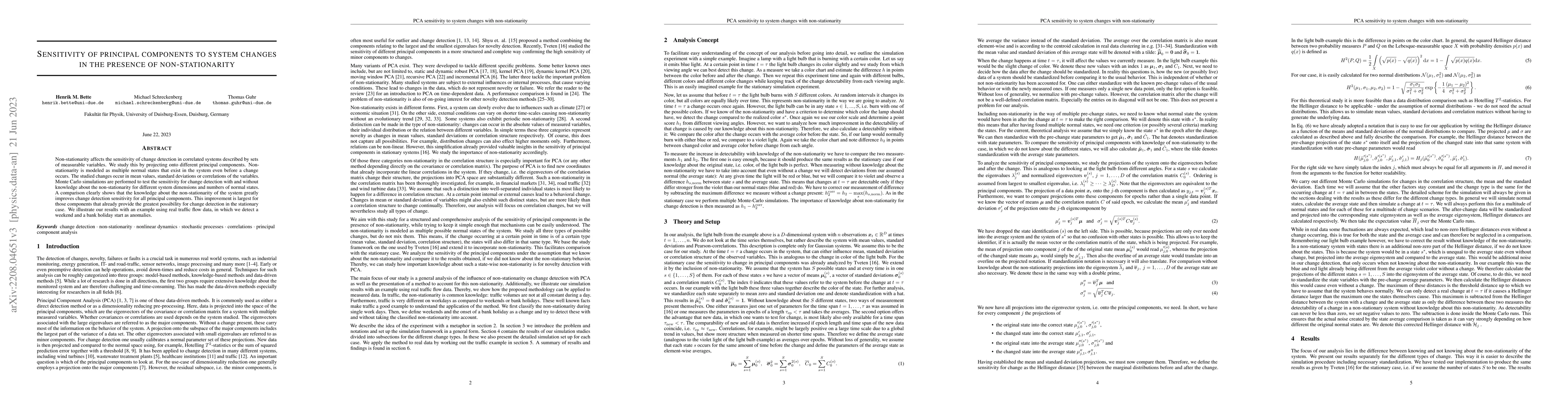 Thumbnail for Sensitivity of principal components to system changes in the presence of
  non-stationarity