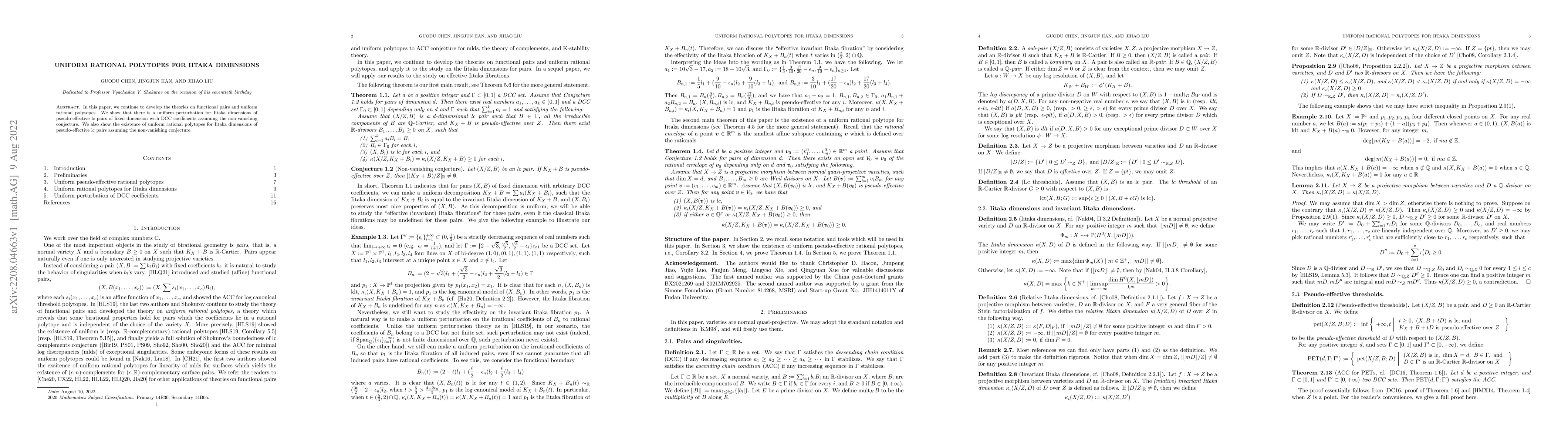 Thumbnail for Uniform rational polytopes for Iitaka dimensions