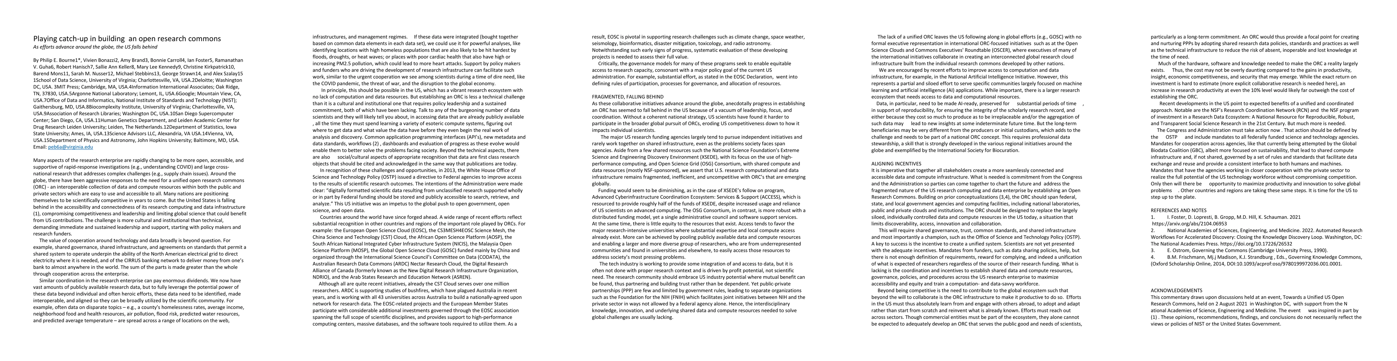 Thumbnail for Playing catch-up in building an open research commons