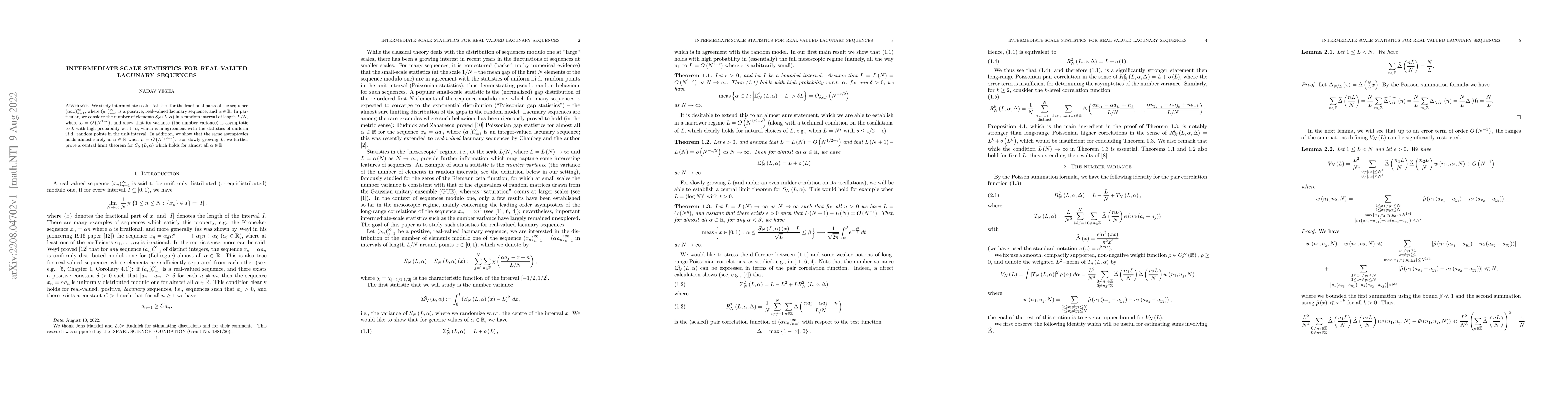 Thumbnail for Intermediate-scale statistics for real-valued lacunary sequences