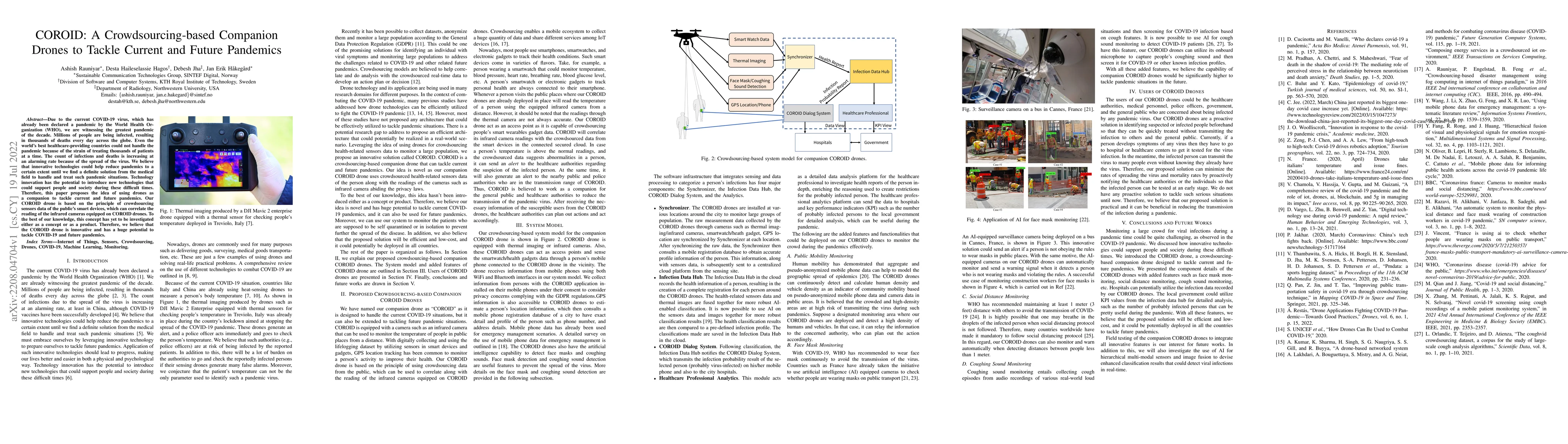 Thumbnail for COROID: A Crowdsourcing-based Companion Drones to Tackle Current and
  Future Pandemics