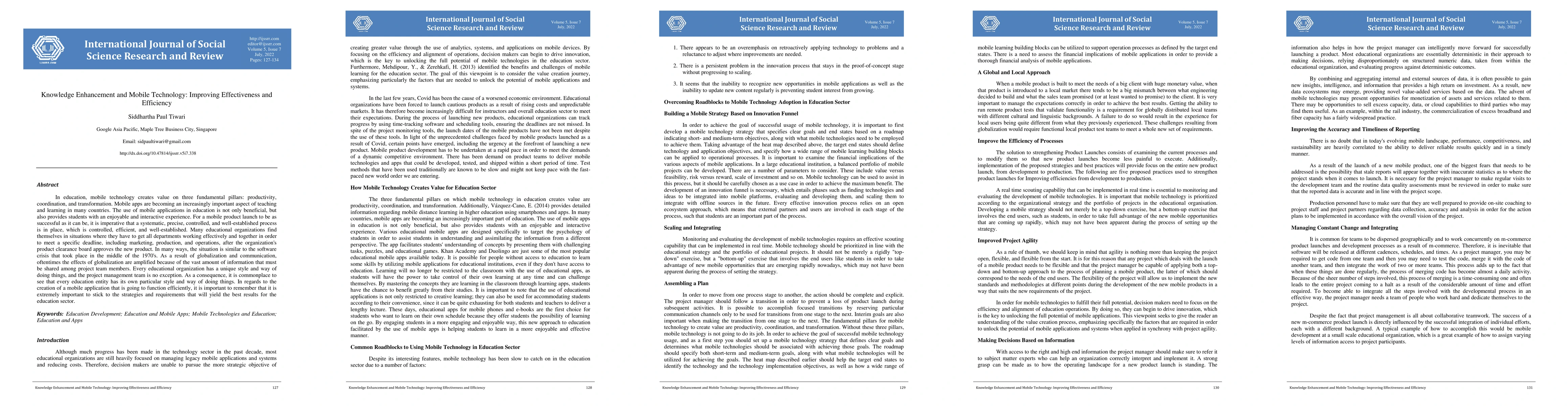 Thumbnail for Knowledge Enhancement and Mobile Technology: Improving Effectiveness and
  Efficiency