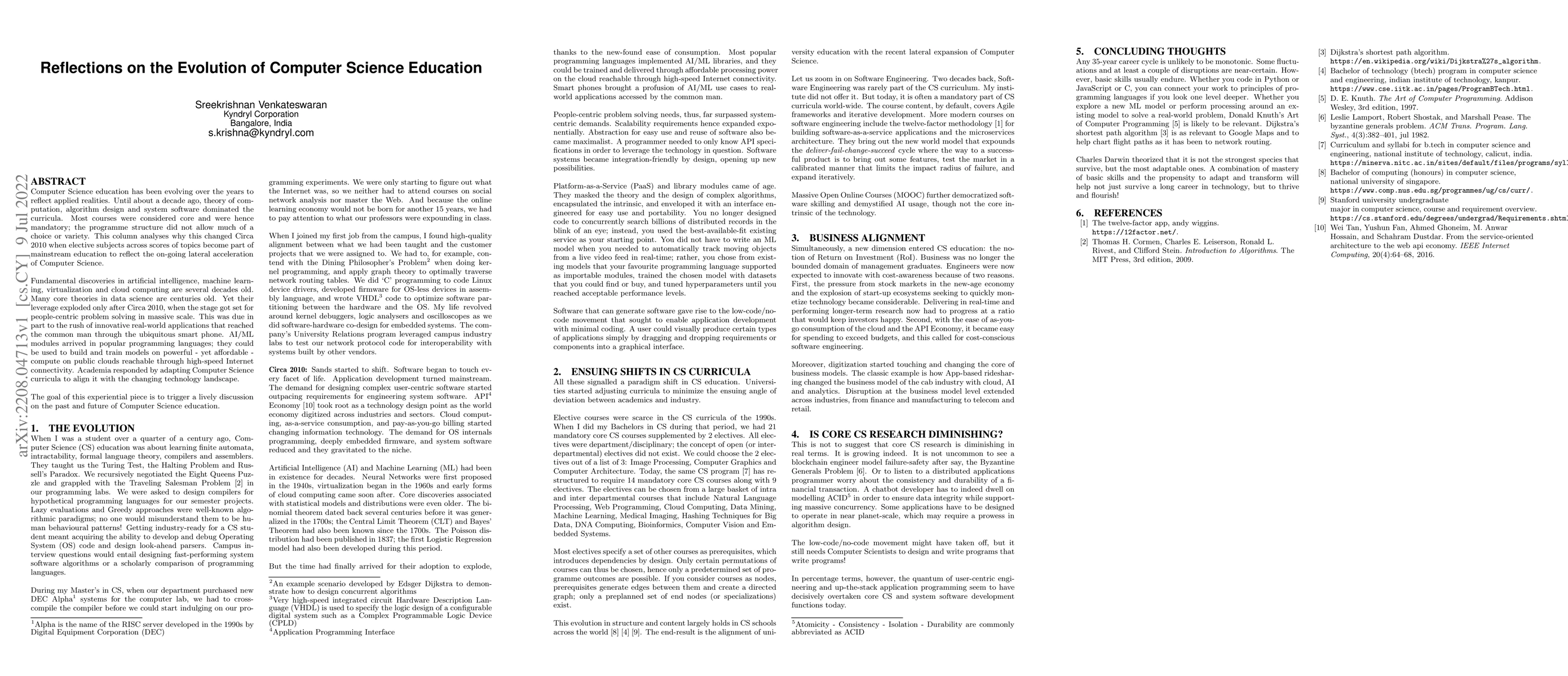 Thumbnail for Reflections on the Evolution of Computer Science Education