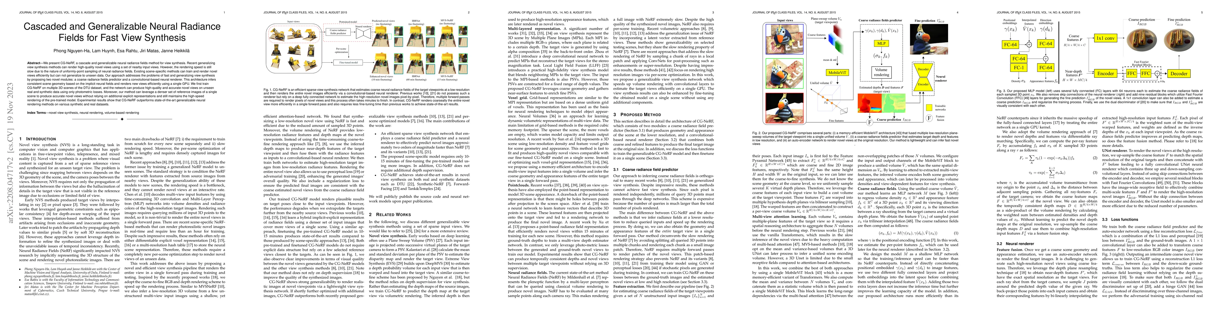 Thumbnail for Cascaded and Generalizable Neural Radiance Fields for Fast View
  Synthesis
