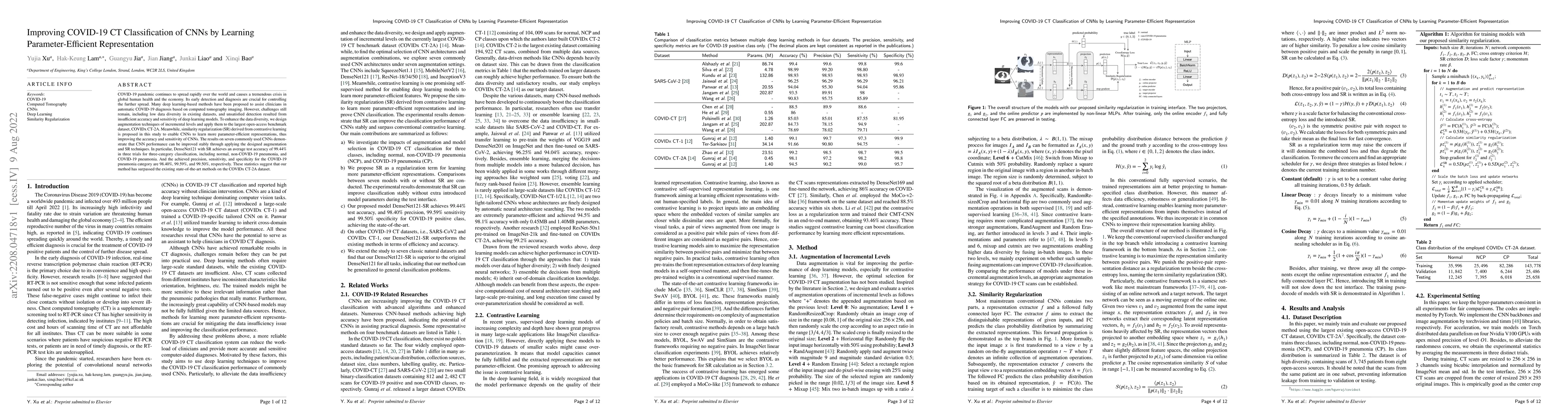 Thumbnail for Improving COVID-19 CT Classification of CNNs by Learning
  Parameter-Efficient Representation
