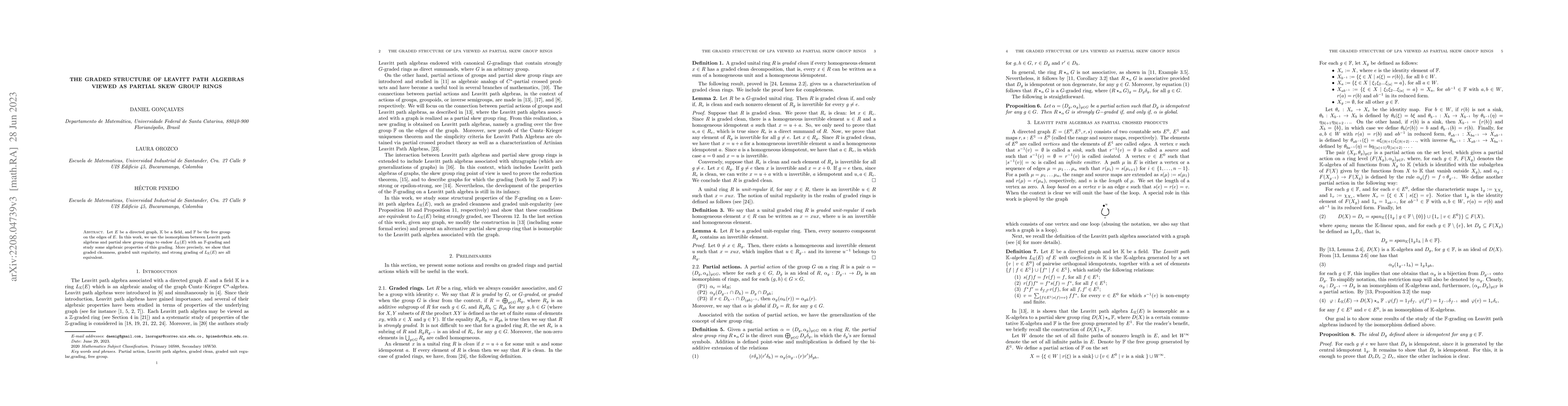 Thumbnail for The graded structure of Leavittt path algebras viewed as partial skew
  group rings