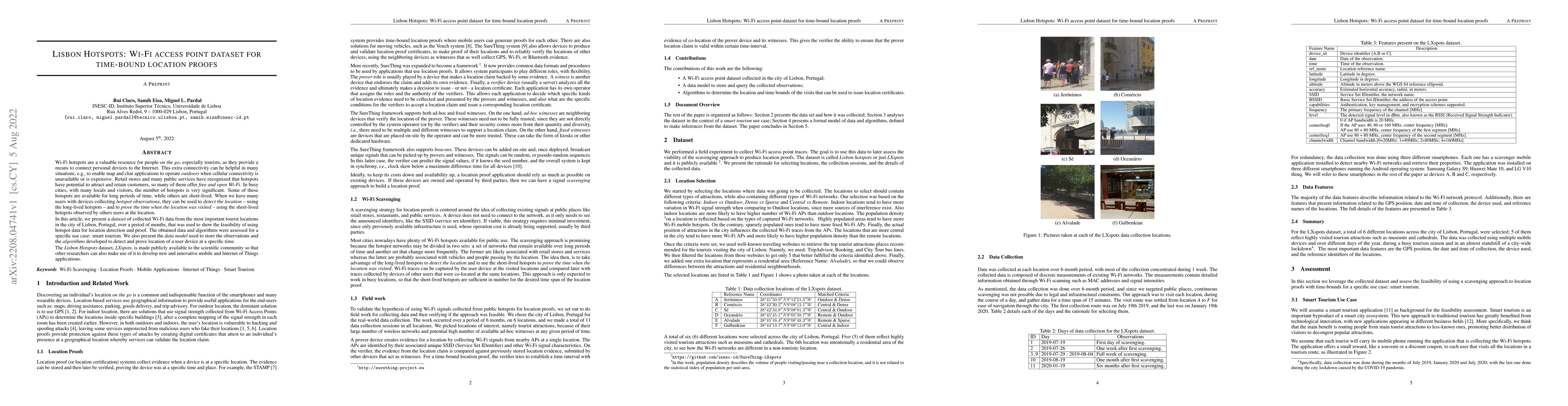 Thumbnail for Lisbon Hotspots: Wi-Fi access point dataset for time-bound location
  proofs