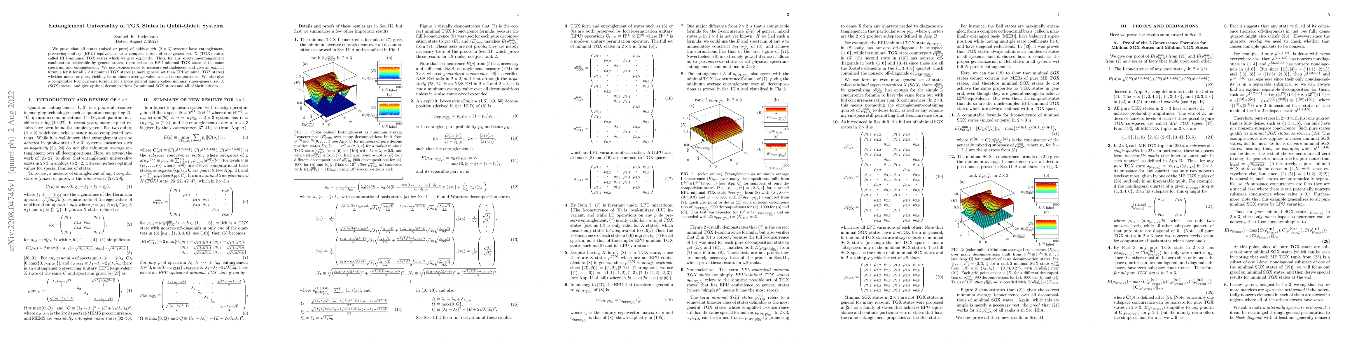 Thumbnail for Entanglement Universality of TGX States in Qubit-Qutrit Systems