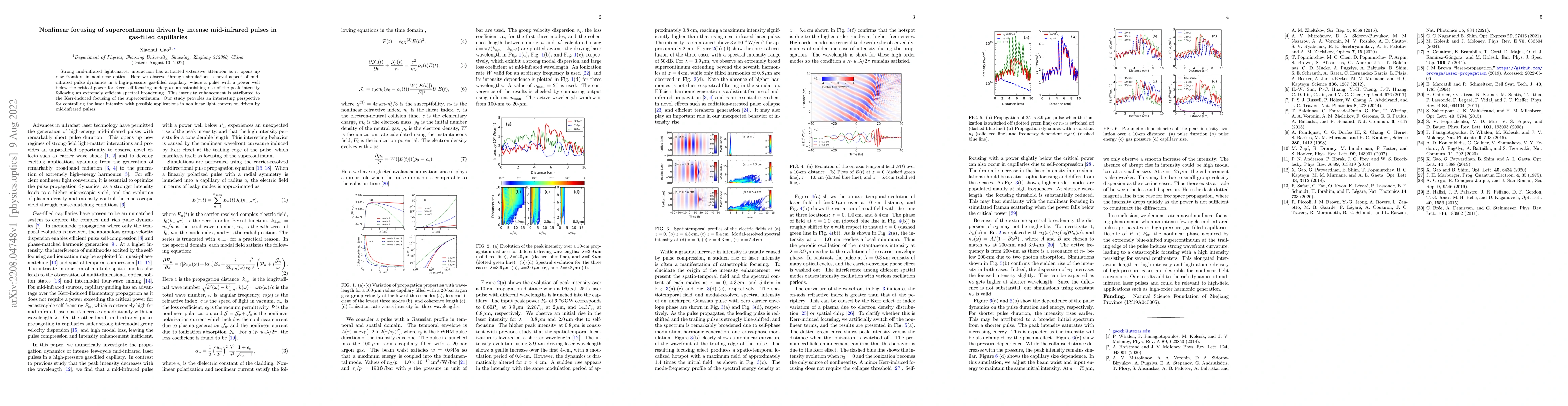 Thumbnail for Nonlinear focusing of supercontinuum driven by intense mid-infrared
  pulses in gas-filled capillaries