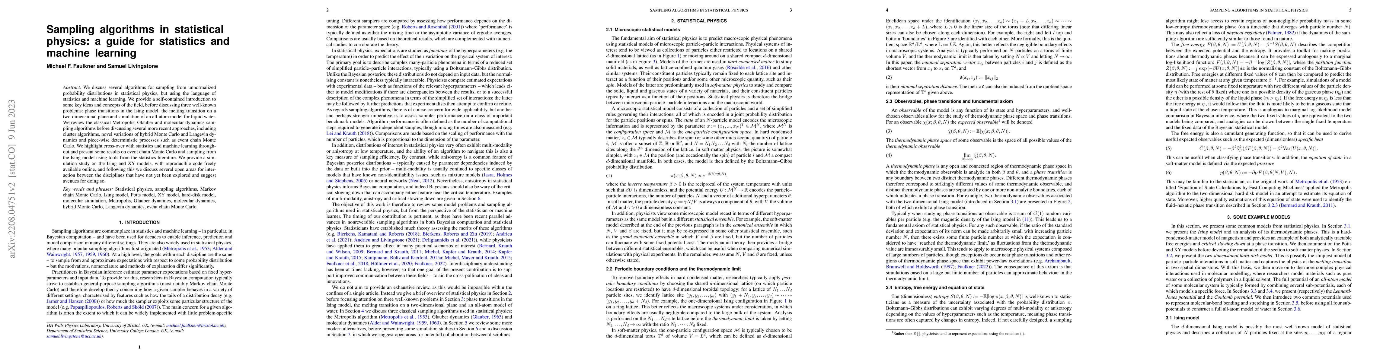 Thumbnail for Sampling algorithms in statistical physics: a guide for statistics and
  machine learning