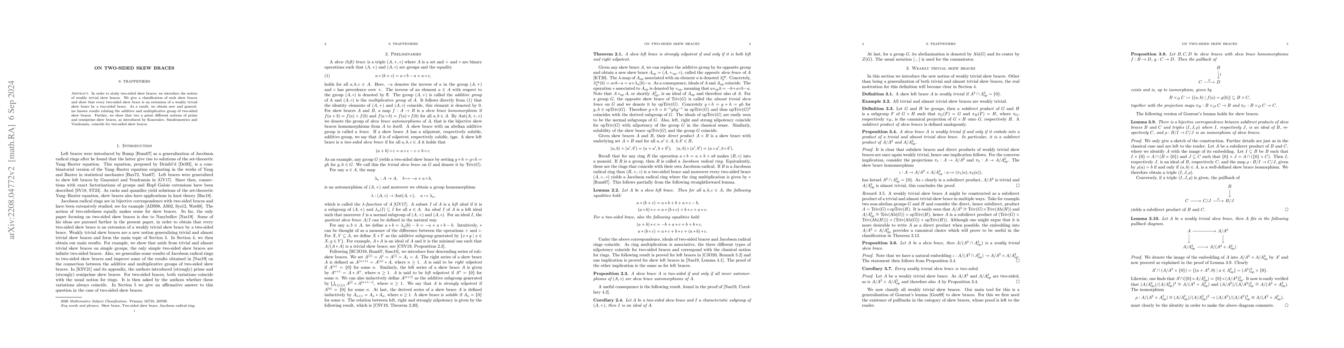 Thumbnail for On two-sided skew braces