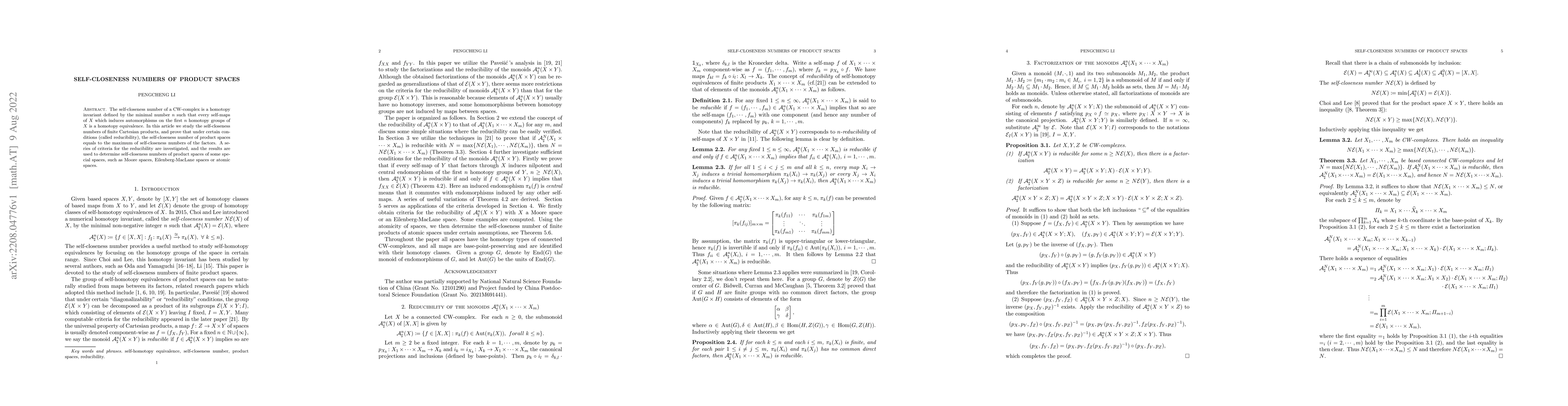 Thumbnail for Self-closeness numbers of product spaces