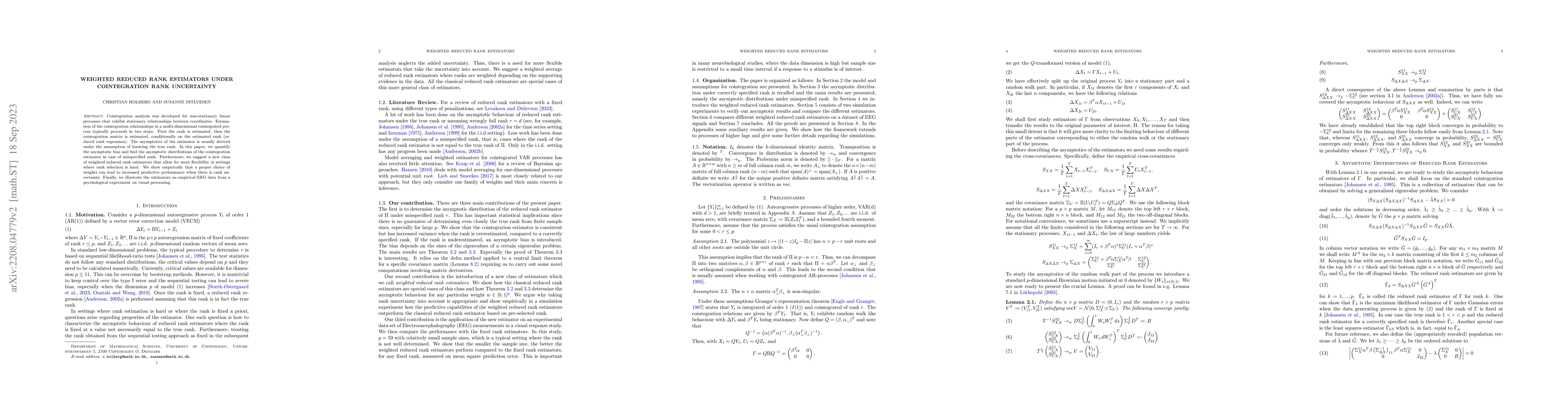 Thumbnail for Weighted Reduced Rank Estimators Under Cointegration Rank Uncertainty