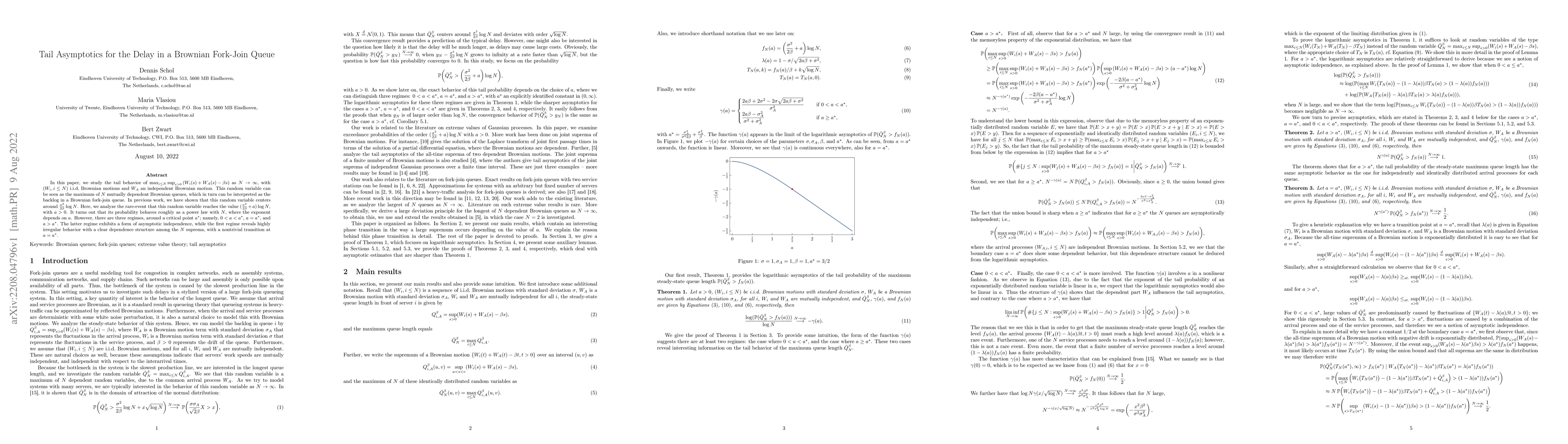 Thumbnail for Tail Asymptotics for the Delay in a Brownian Fork-Join Queue