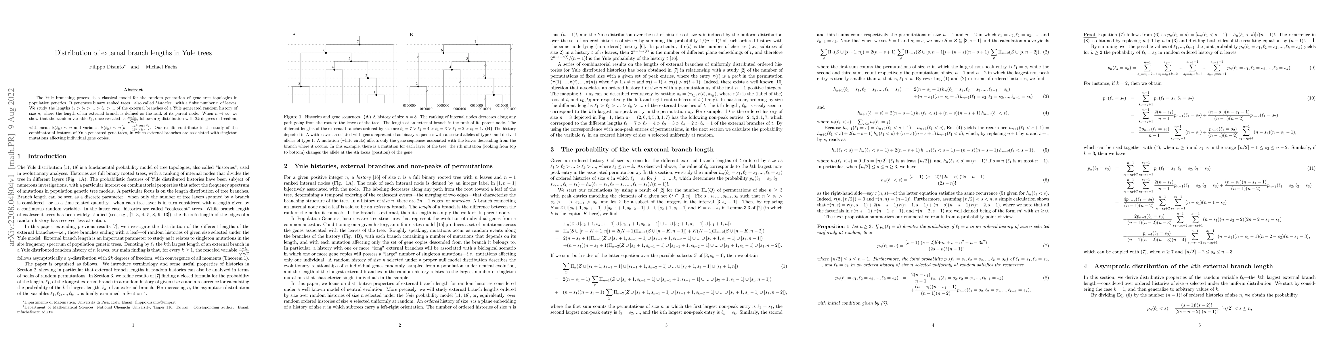 Thumbnail for Distribution of external branch lengths in Yule trees