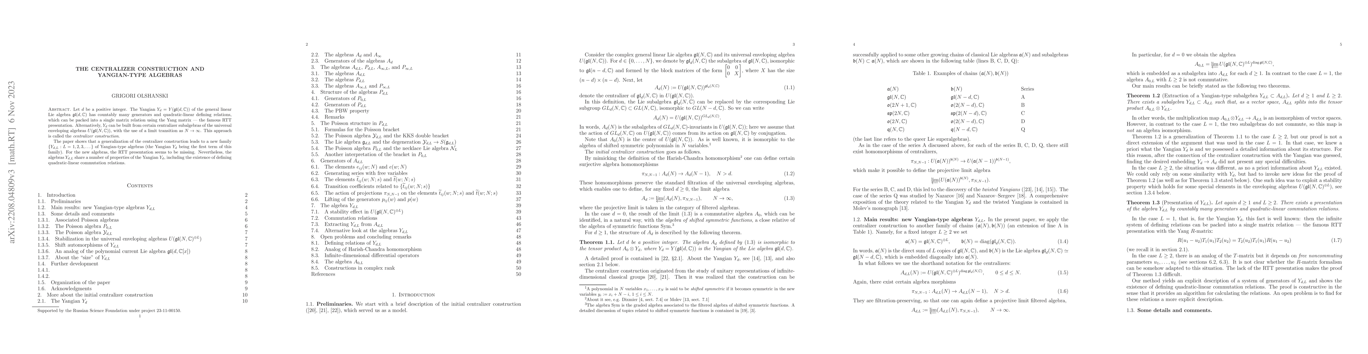 Thumbnail for The centralizer construction and Yangian-type algebras