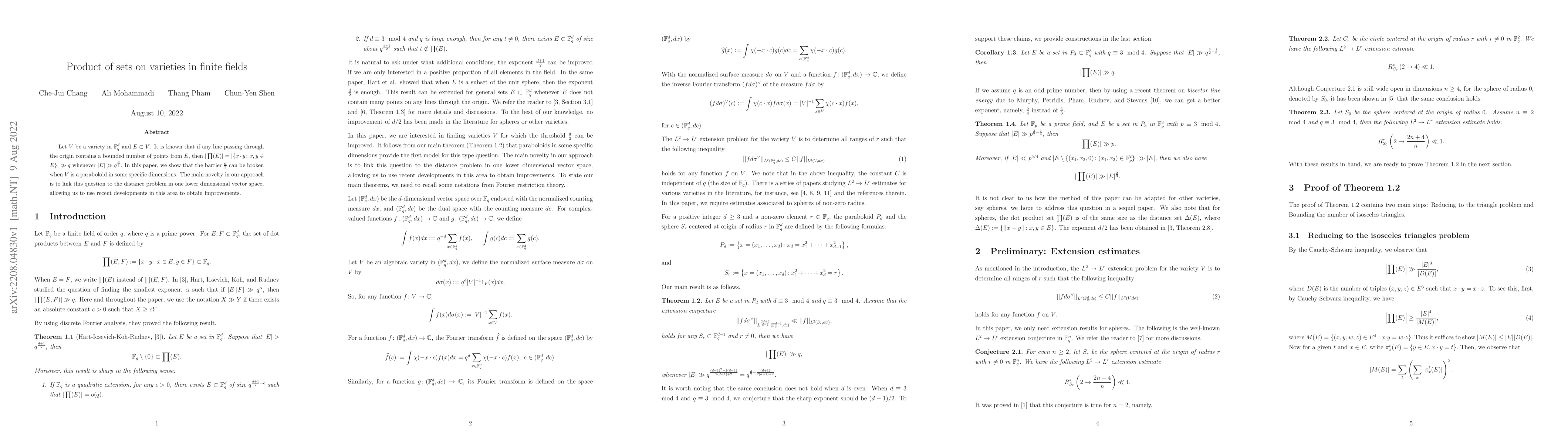 Thumbnail for Product of sets on varieties in finite fields