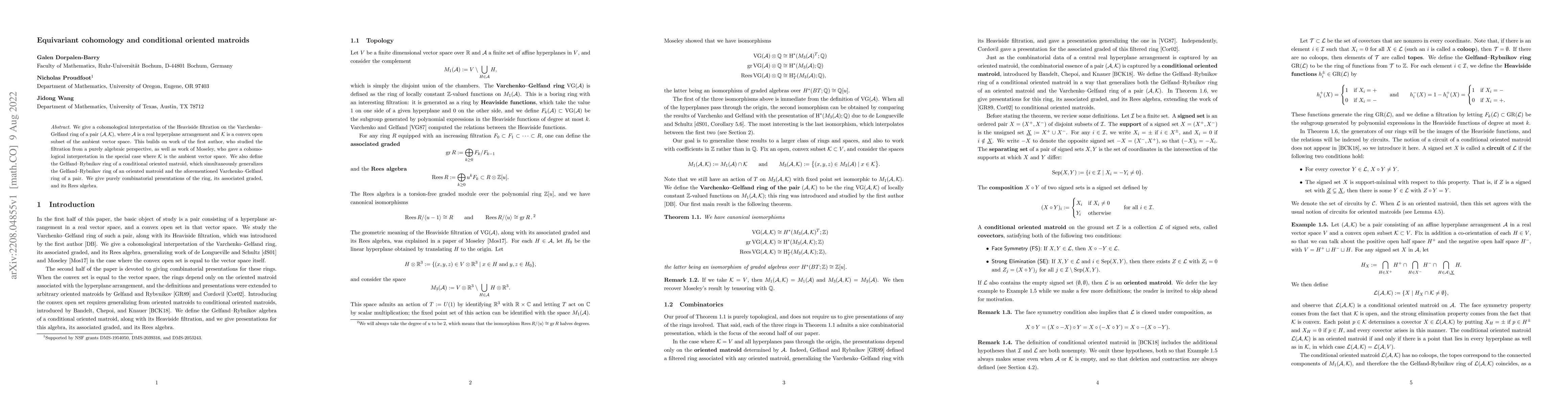 Thumbnail for Equivariant cohomology and conditional oriented matroids