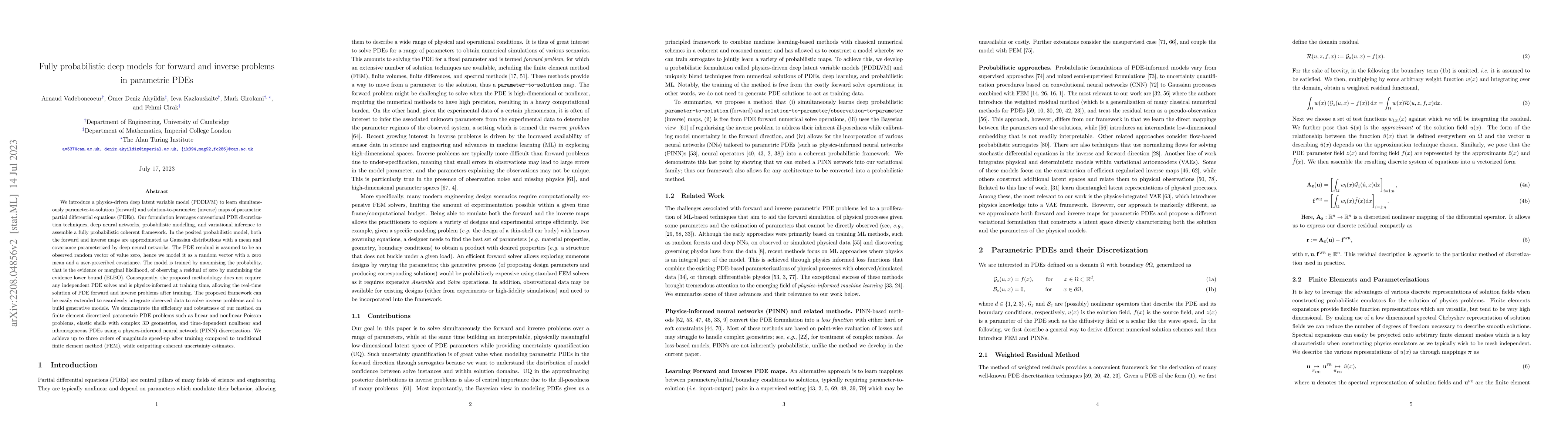 Thumbnail for Fully probabilistic deep models for forward and inverse problems in
  parametric PDEs