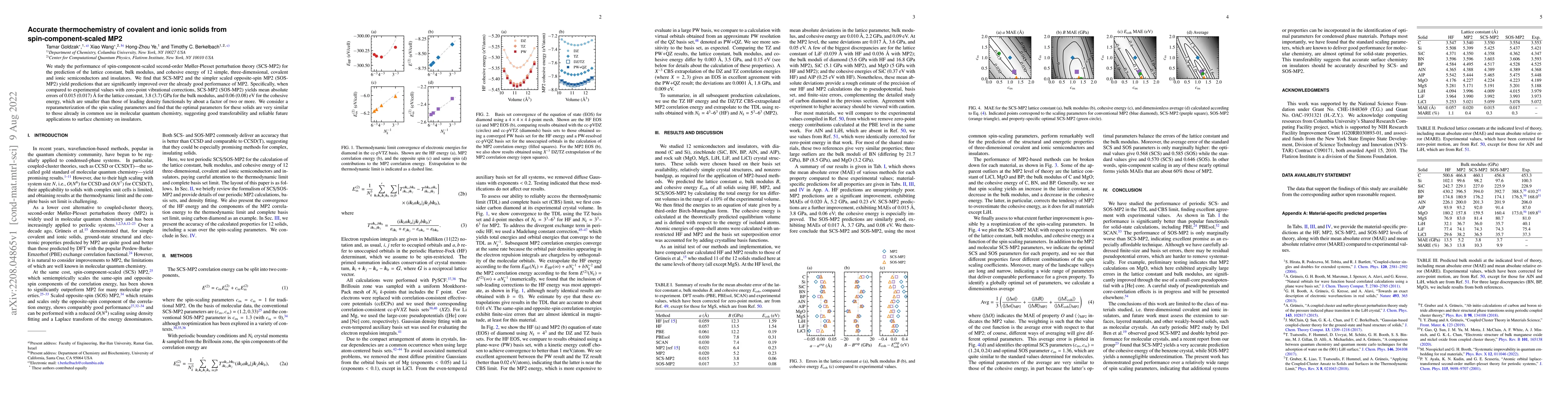 Thumbnail for Accurate thermochemistry of covalent and ionic solids from
  spin-component-scaled MP2