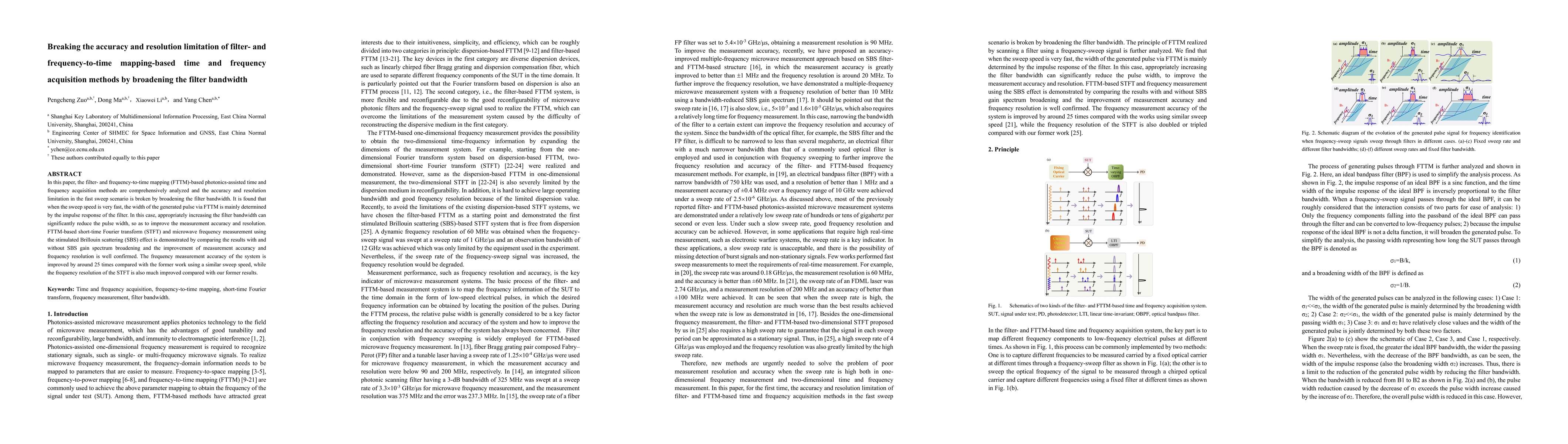 Thumbnail for Breaking the accuracy and resolution limitation of filter- and
  frequency-to-time mapping-based time and frequency acquisition methods by
  broadening the filter bandwidth