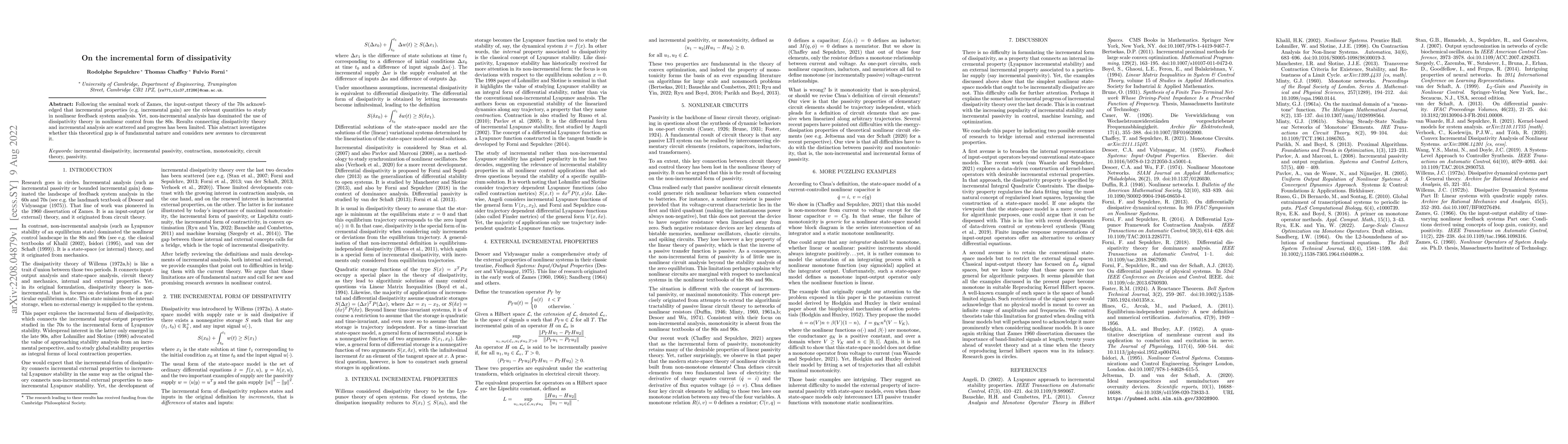 Thumbnail for On the incremental form of dissipativity