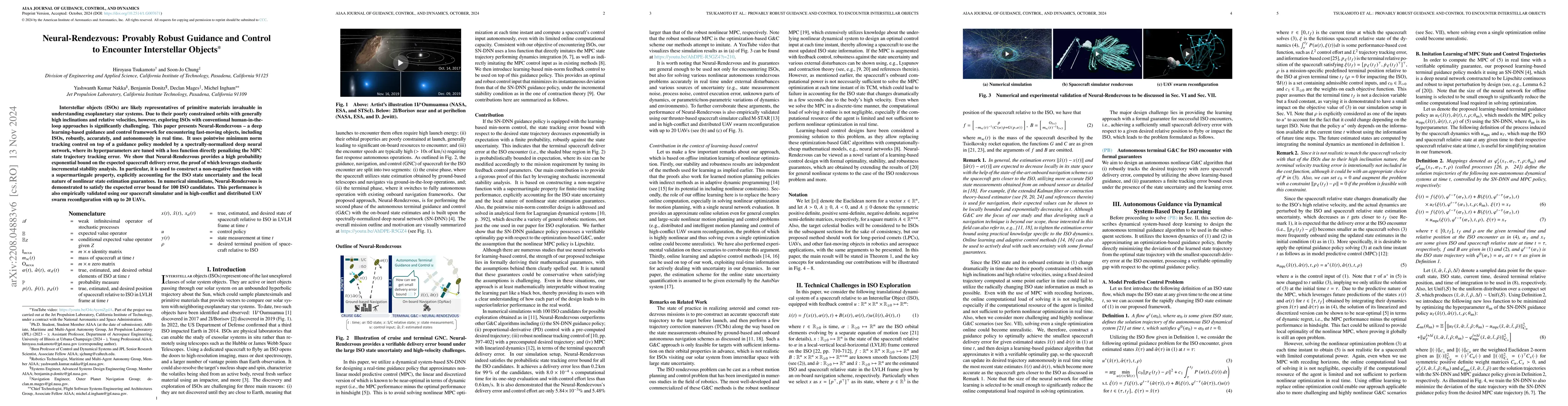 Thumbnail for Neural-Rendezvous: Provably Robust Guidance and Control to Encounter
  Interstellar Objects