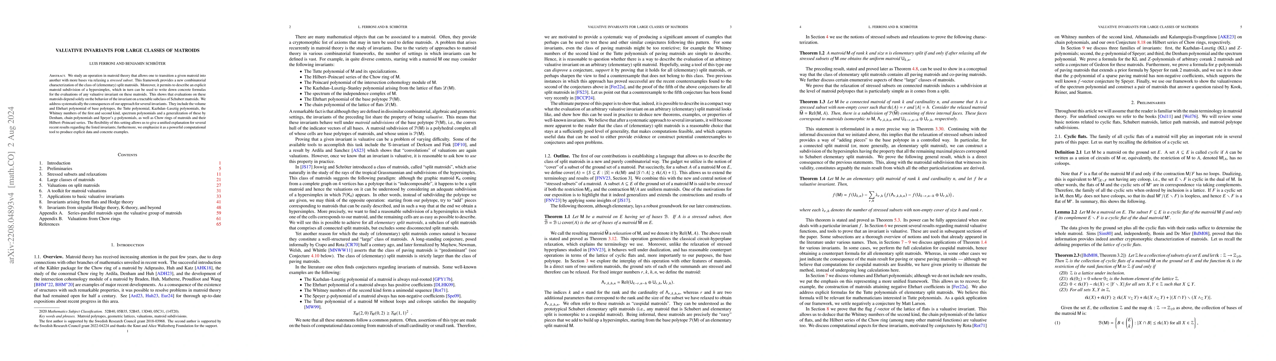 Thumbnail for Valuative invariants for large classes of matroids