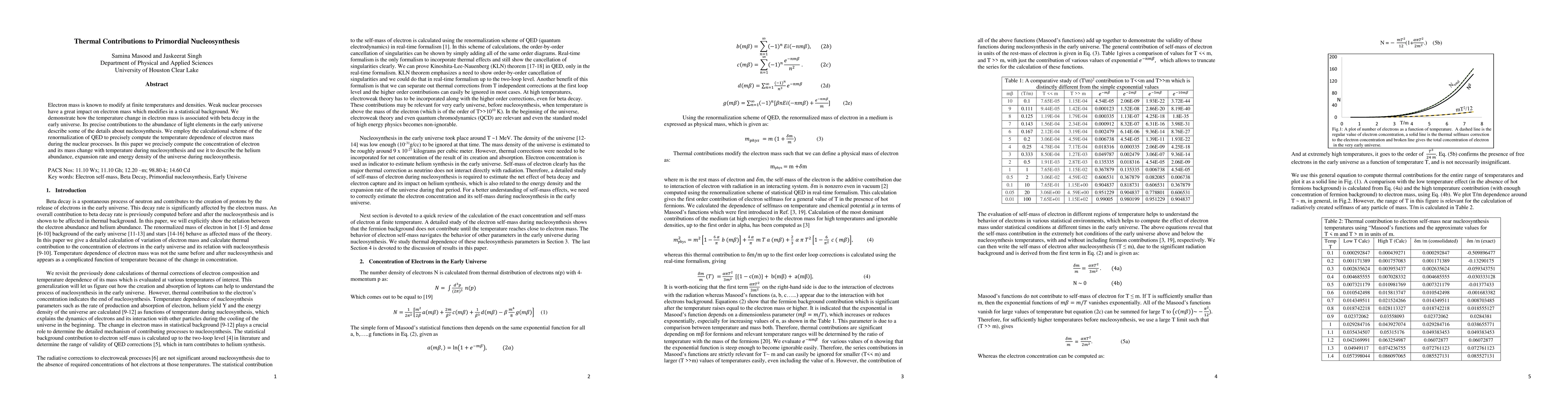 Thumbnail for Precise Calculations of Nucleosynthesis Parameters and Electron
  Self-mass