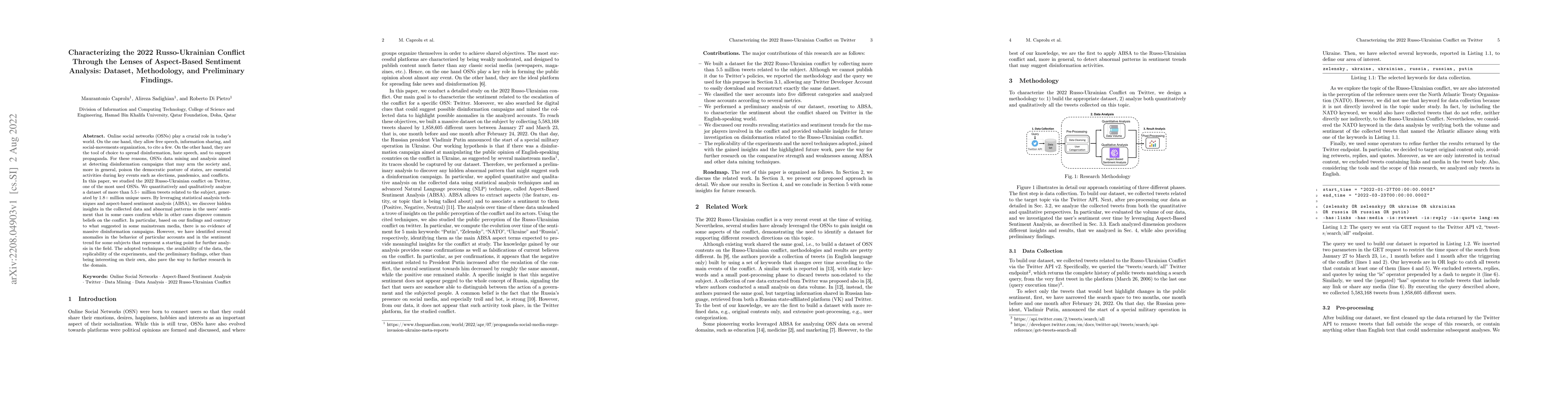 Thumbnail for Characterizing the 2022 Russo-Ukrainian Conflict Through the Lenses of
  Aspect-Based Sentiment Analysis: Dataset, Methodology, and Preliminary
  Findings