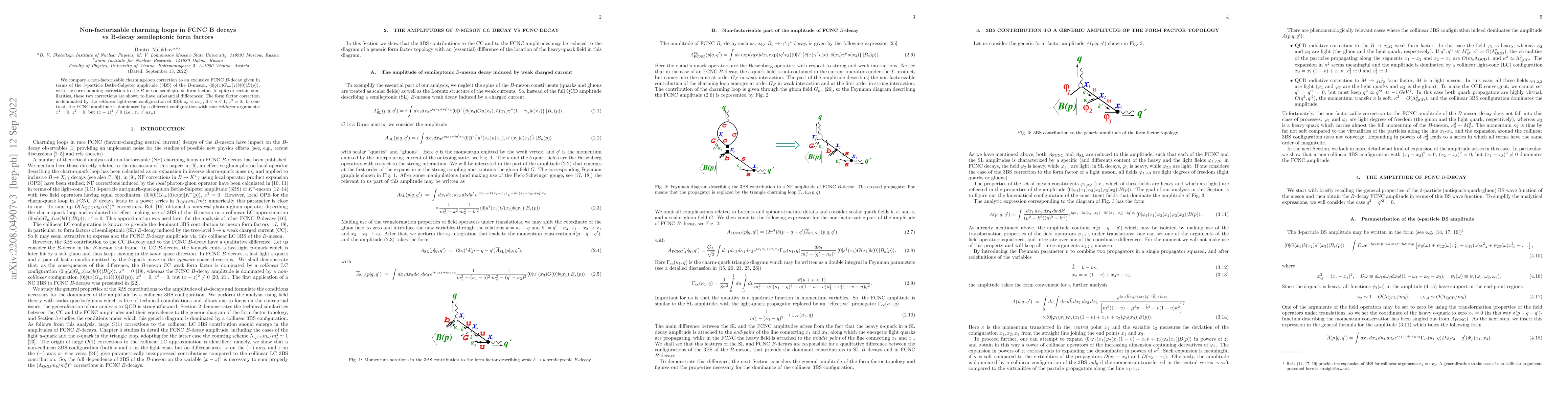 Thumbnail for Non-factorizable charming loops in FCNC B decays vs B-decay semileptonic
  form factors