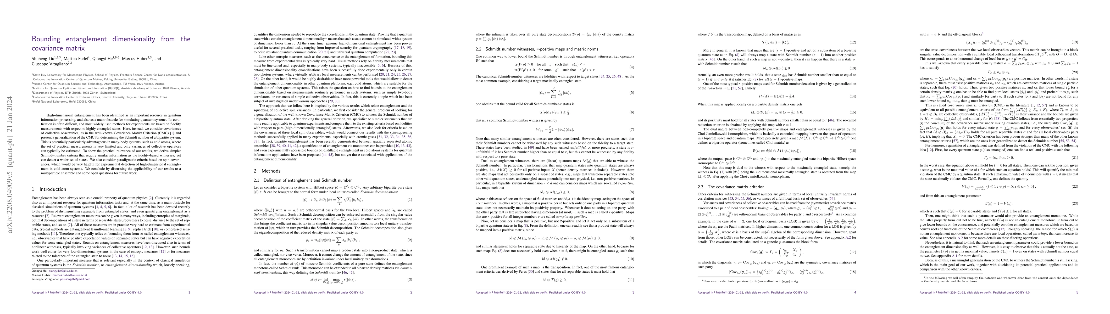 Thumbnail for Bounding entanglement dimensionality from the covariance matrix