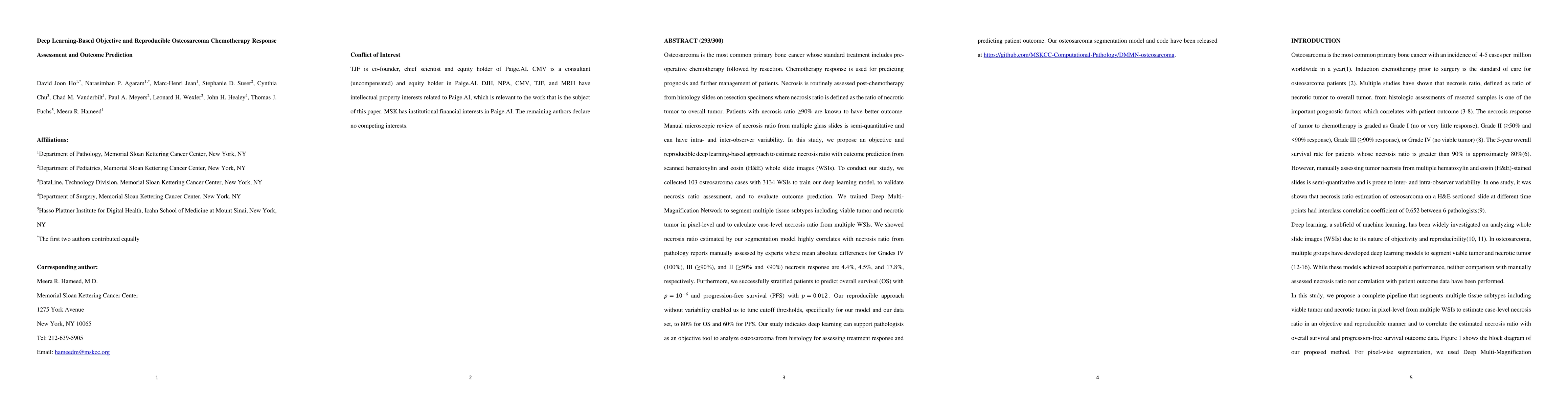 Thumbnail for Deep Learning-Based Objective and Reproducible Osteosarcoma Chemotherapy
  Response Assessment and Outcome Prediction