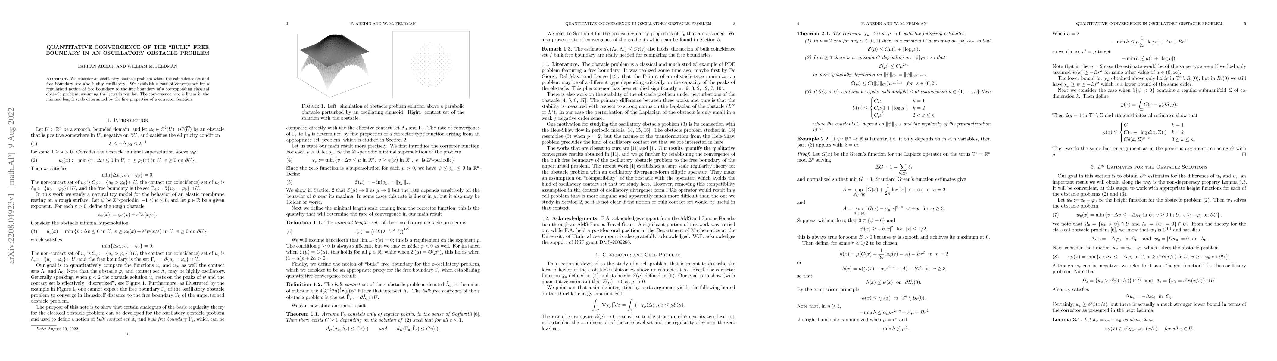 Thumbnail for Quantitative convergence of the "bulk'' free boundary in an oscillatory
  obstacle problem