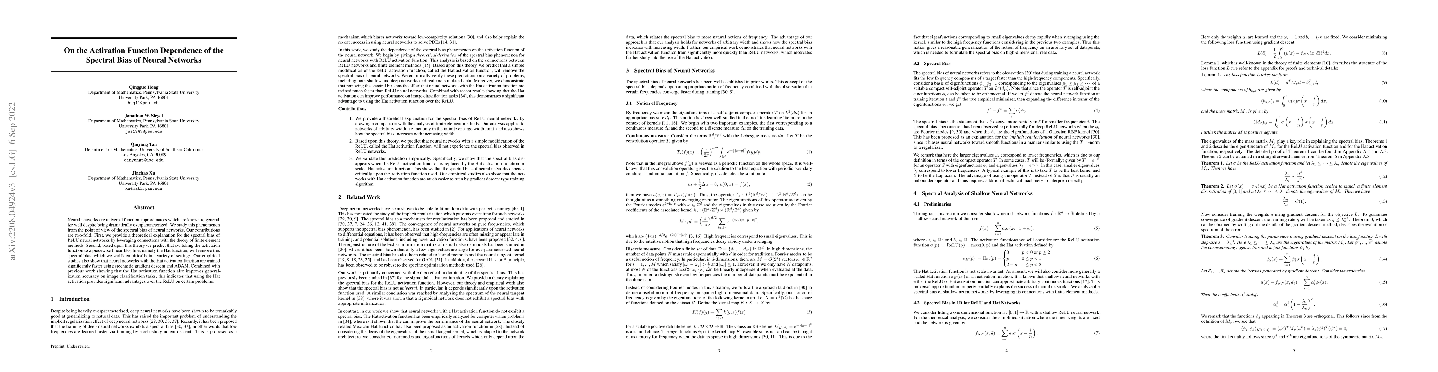 Thumbnail for On the Activation Function Dependence of the Spectral Bias of Neural
  Networks