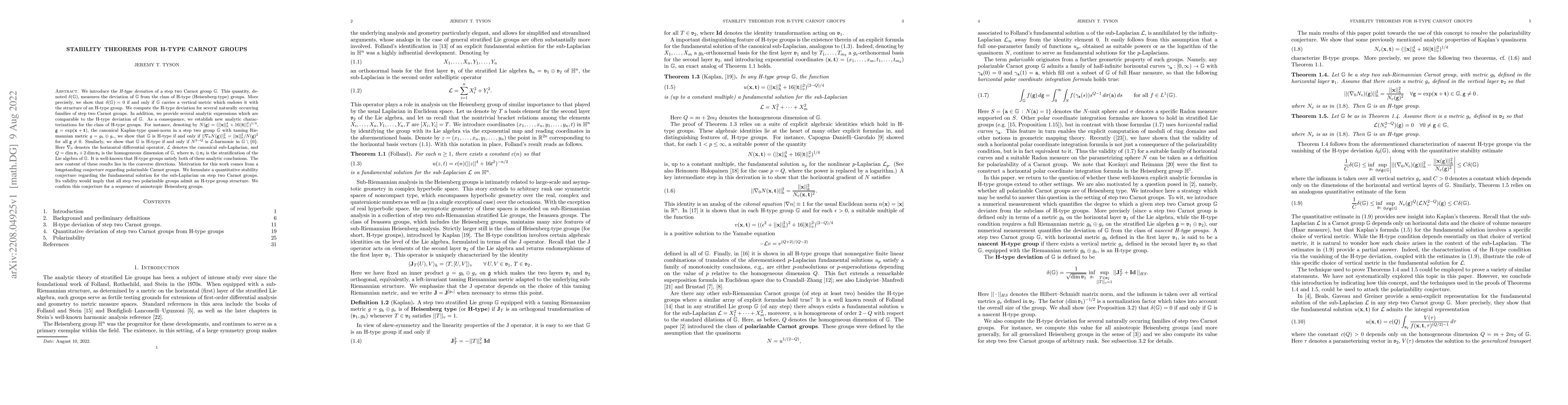Thumbnail for Stability theorems for H-type Carnot groups