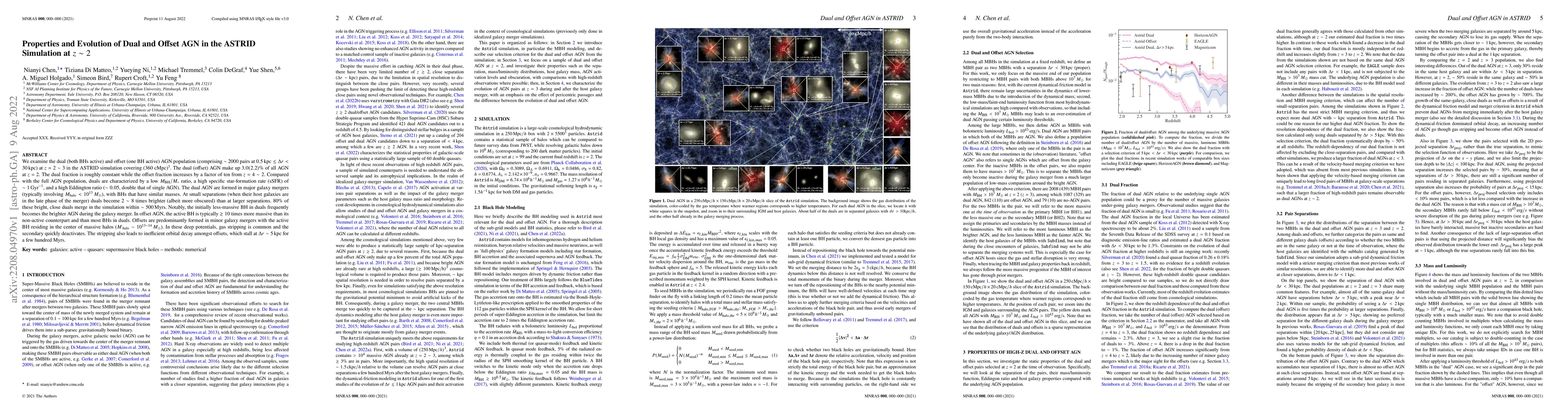 Thumbnail for Properties and Evolution of Dual and Offset AGN in the ASTRID Simulation
  at $z \sim 2$