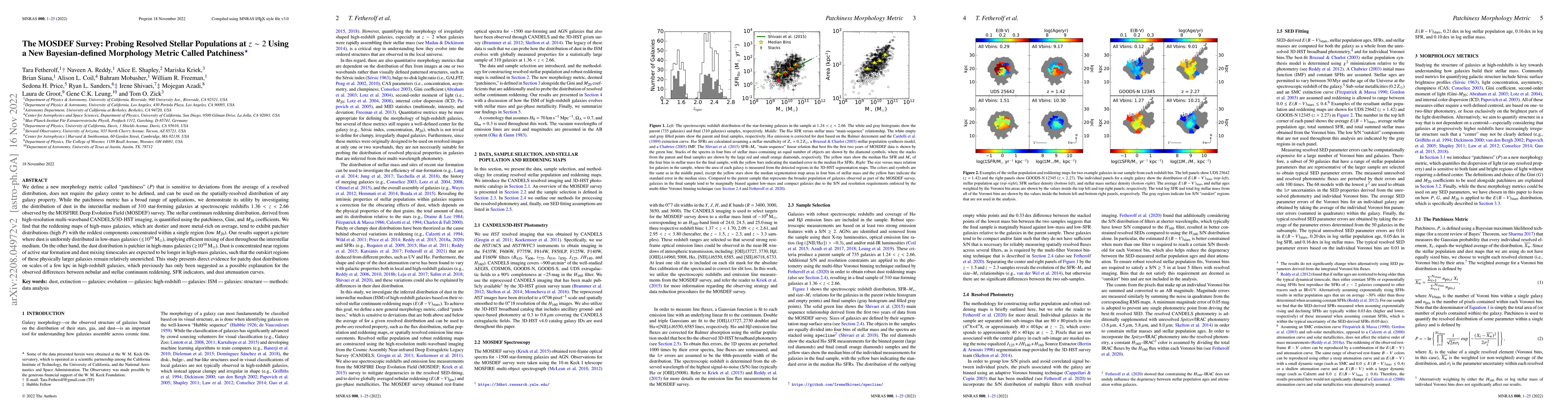 Thumbnail for The MOSDEF Survey: Probing Resolved Stellar Populations at $z\sim2$
  Using a New Bayesian-defined Morphology Metric Called Patchiness