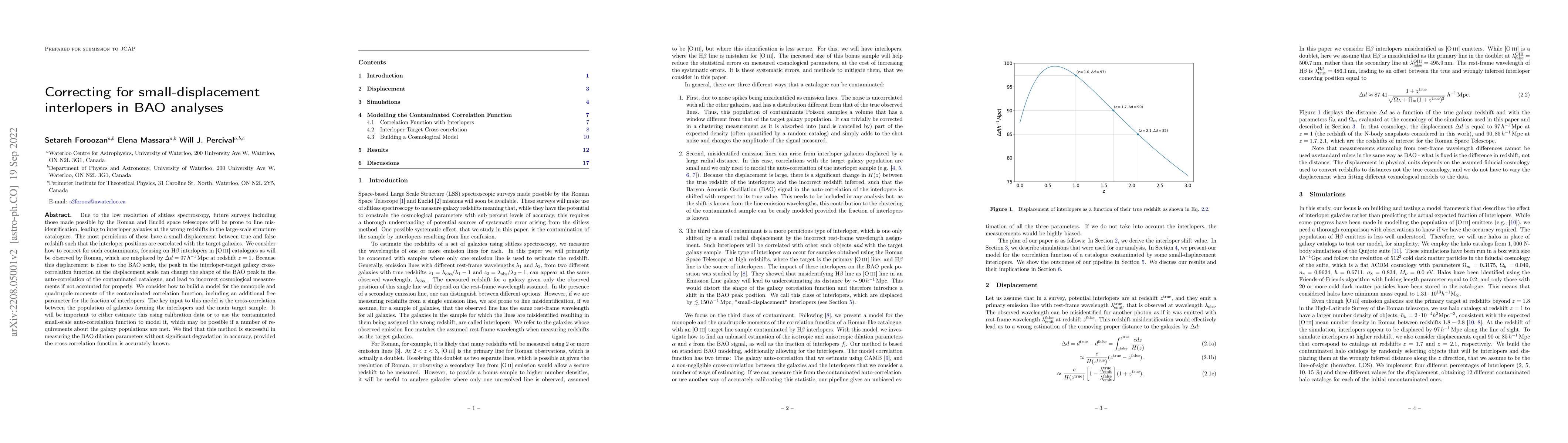 Thumbnail for Correcting for small-displacement interlopers in BAO analyses