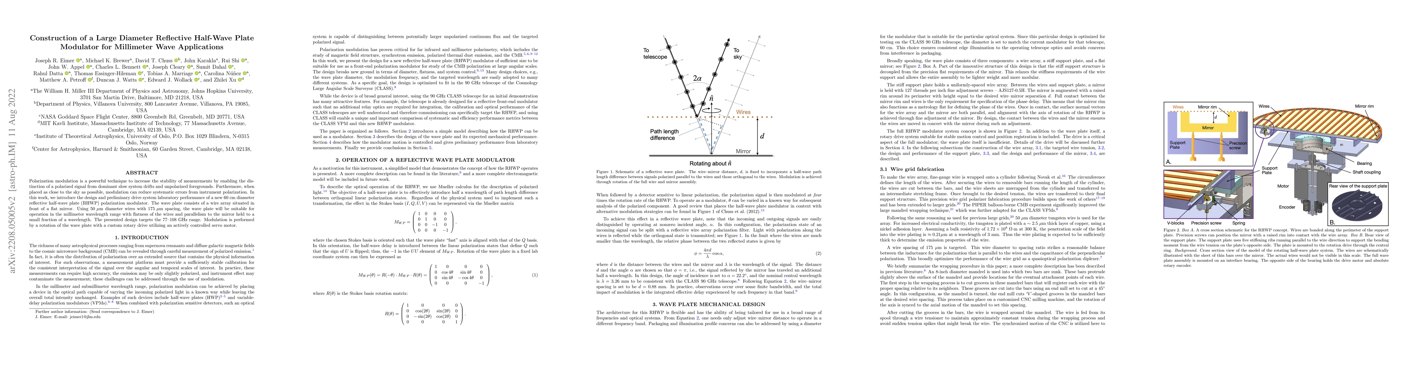 Thumbnail for Construction of a Large Diameter Reflective Half-Wave Plate Modulator
  for Millimeter Wave Applications