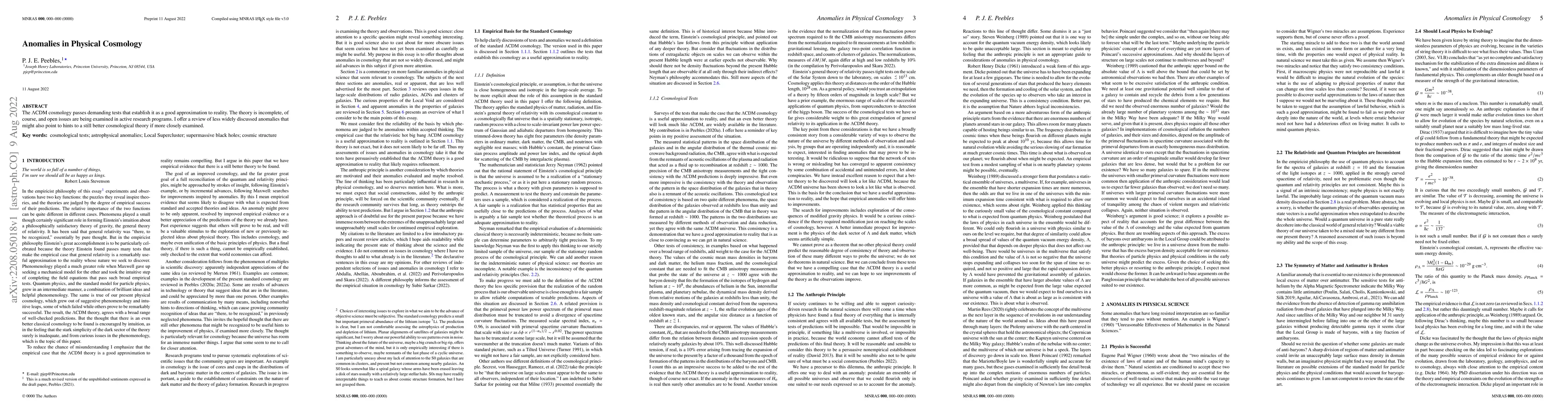 Thumbnail for Anomalies in Physical Cosmology