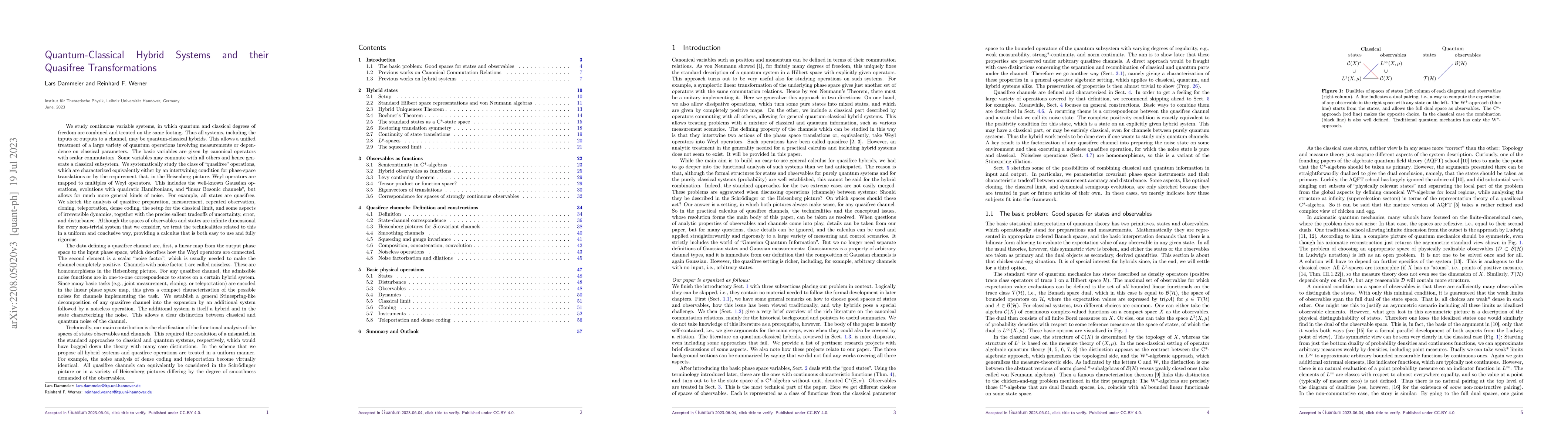 Thumbnail for Quantum-Classical Hybrid Systems and their Quasifree Transformations