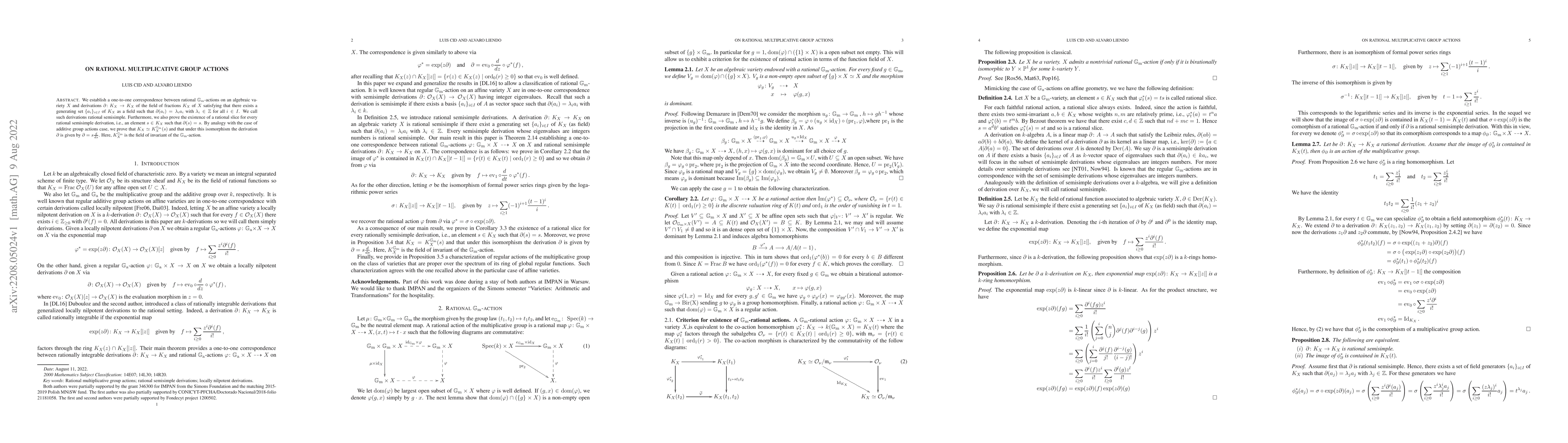 Thumbnail for On rational multiplicative group actions