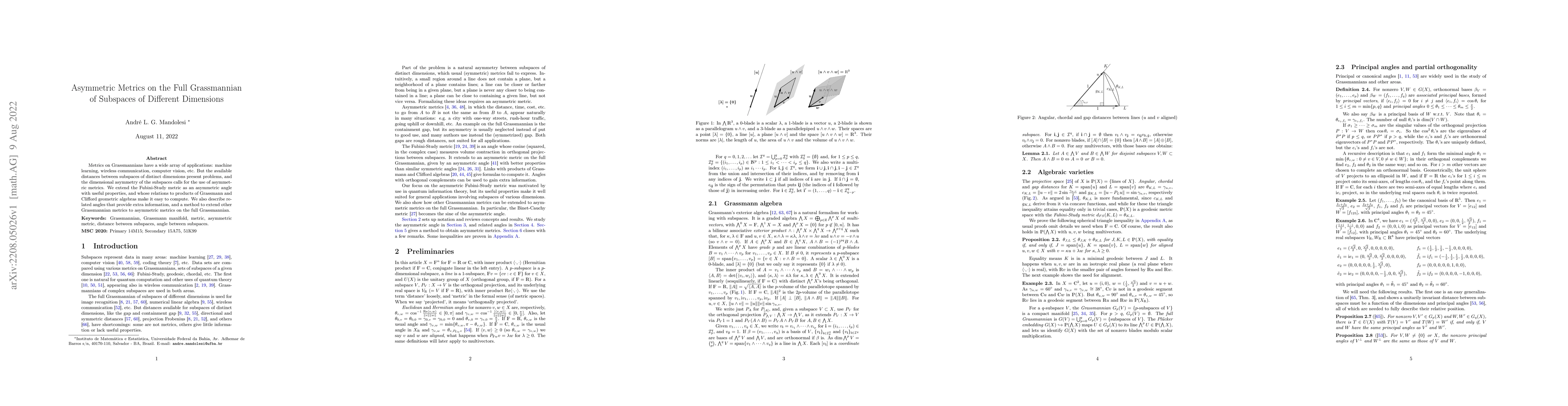 Thumbnail for Asymmetric Metrics on the Full Grassmannian of Subspaces of Different
  Dimensions