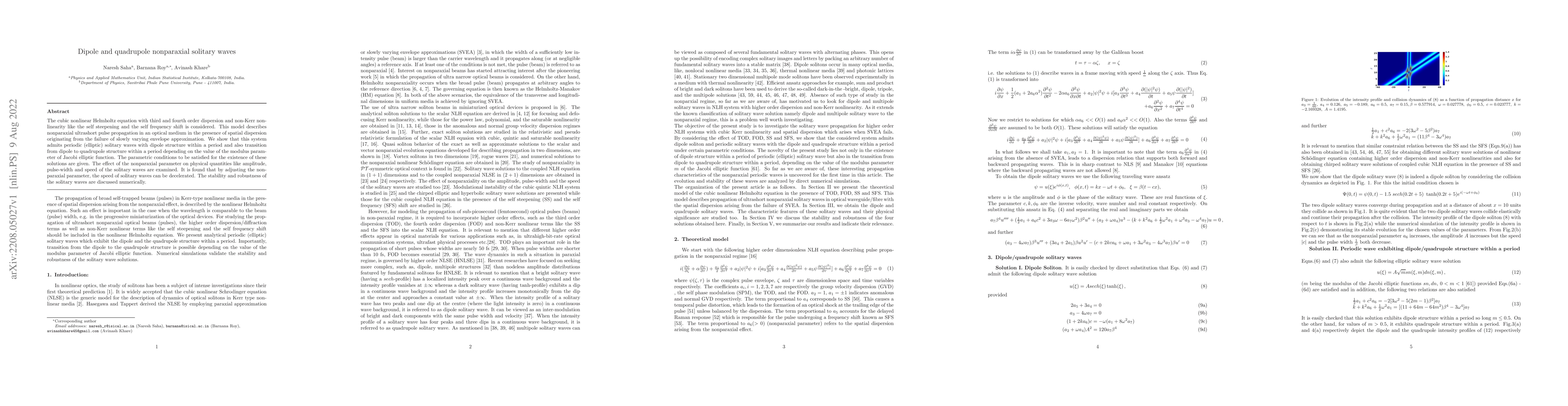 Thumbnail for Dipole and quadrupole nonparaxial solitary waves