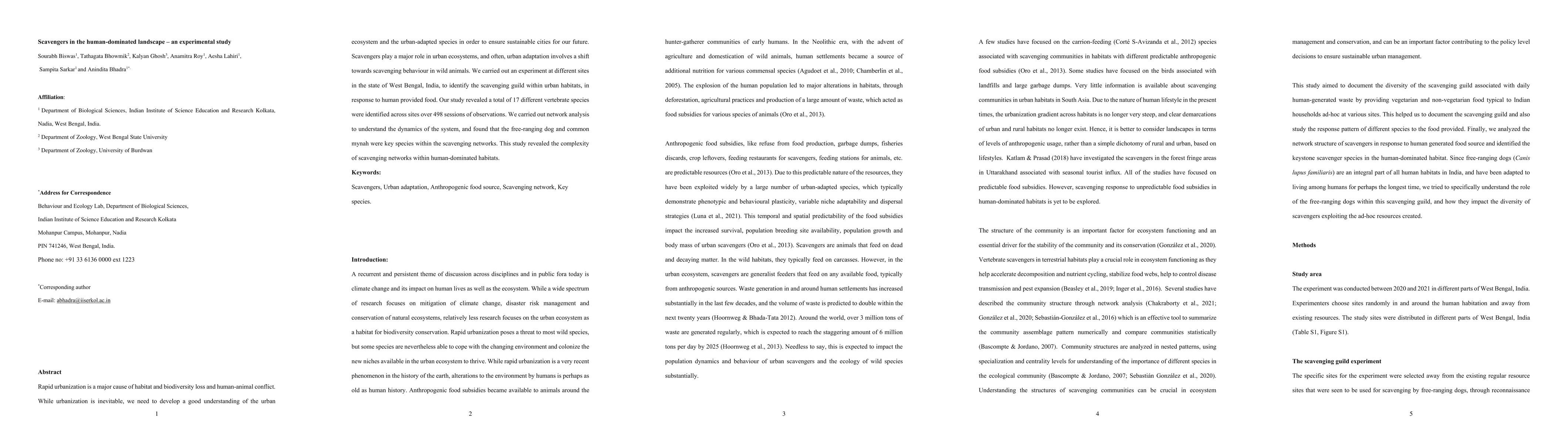 Thumbnail for Scavengers in the human-dominated landscape: an experimental study