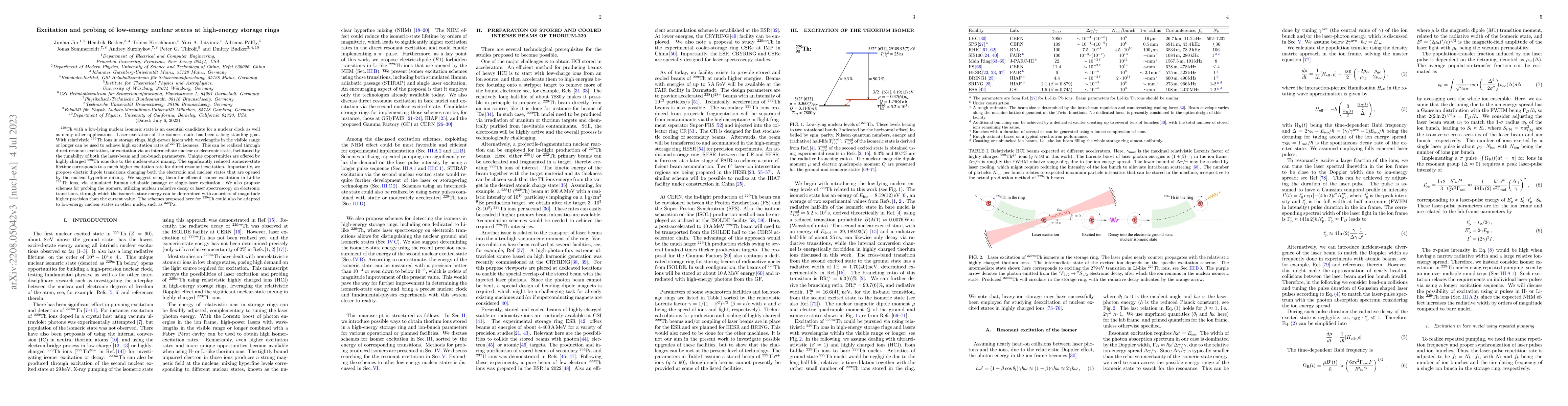 Thumbnail for Excitation and probing of low-energy nuclear states at high-energy
  storage rings