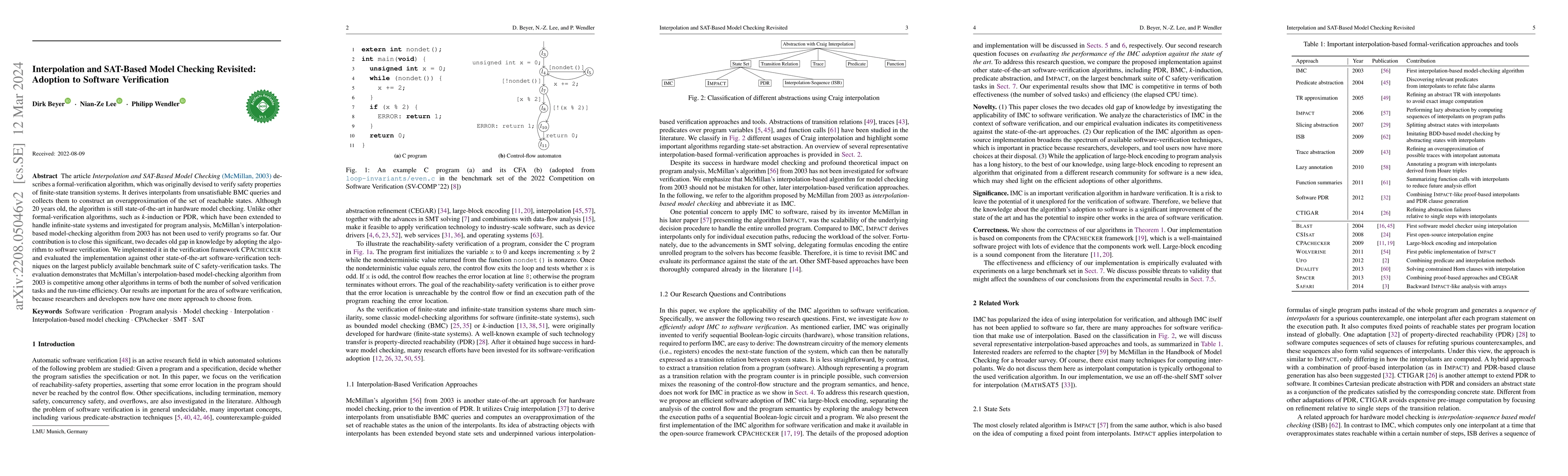 Thumbnail for Interpolation and SAT-Based Model Checking Revisited: Adoption to
  Software Verification
