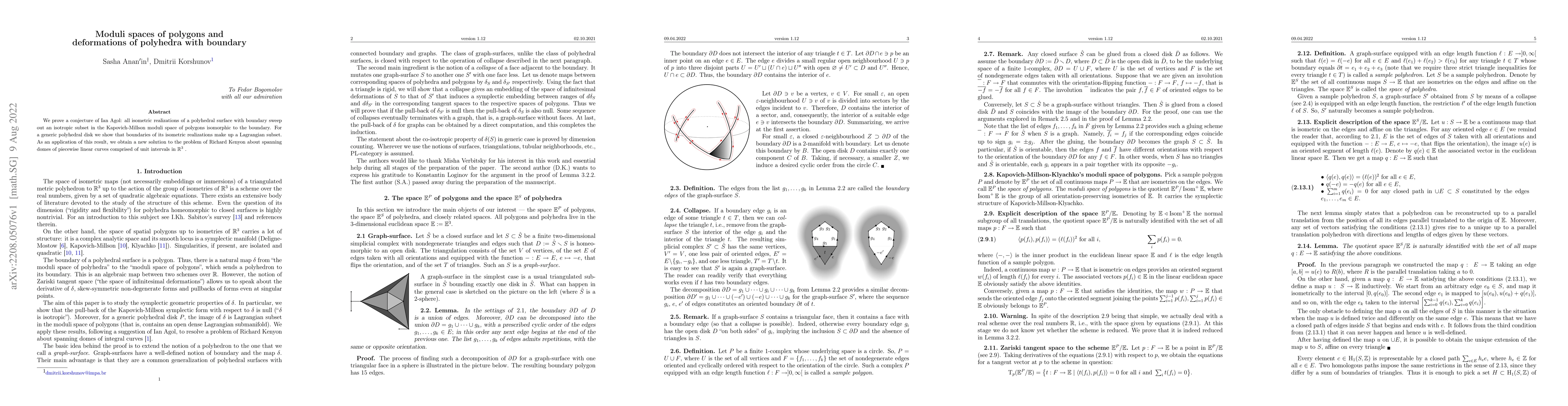 Thumbnail for Moduli spaces of polygons and deformations of polyhedra with boundary
