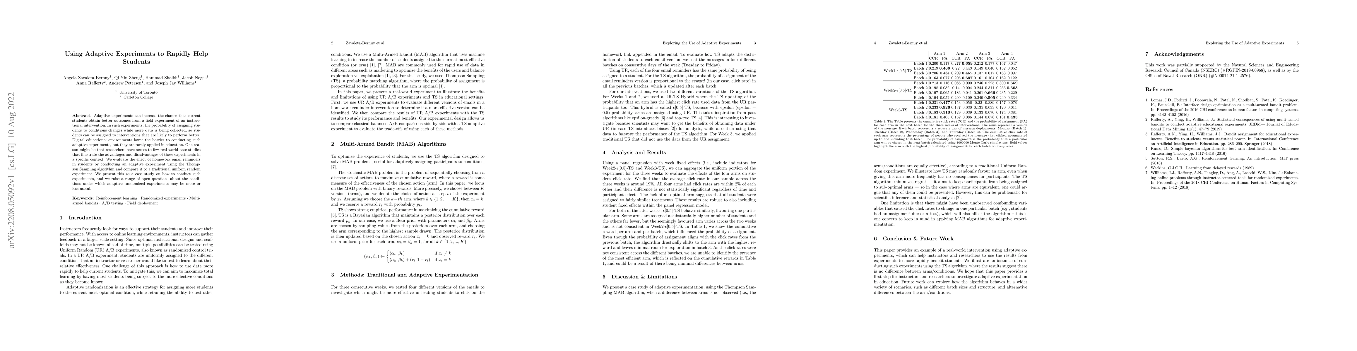 Thumbnail for Using Adaptive Experiments to Rapidly Help Students
